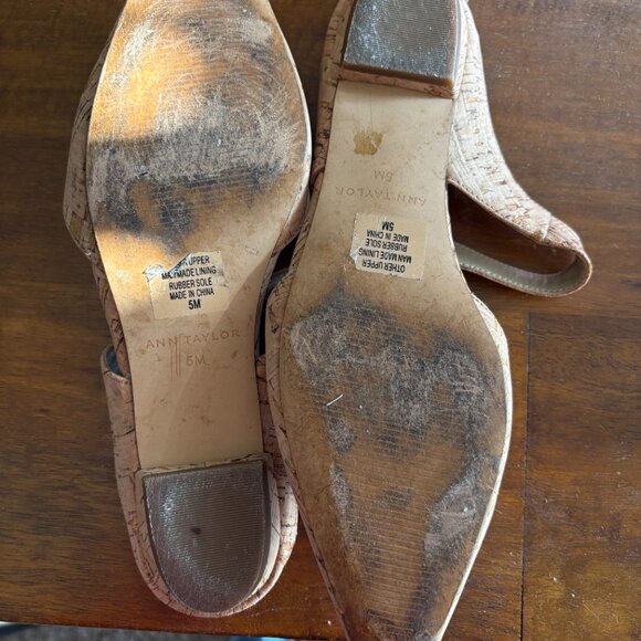 Ann Taylor Cork Elongated Cork Chic Tan Pointed Toe Shoes Flats Size 5 - Picture 4 of 4